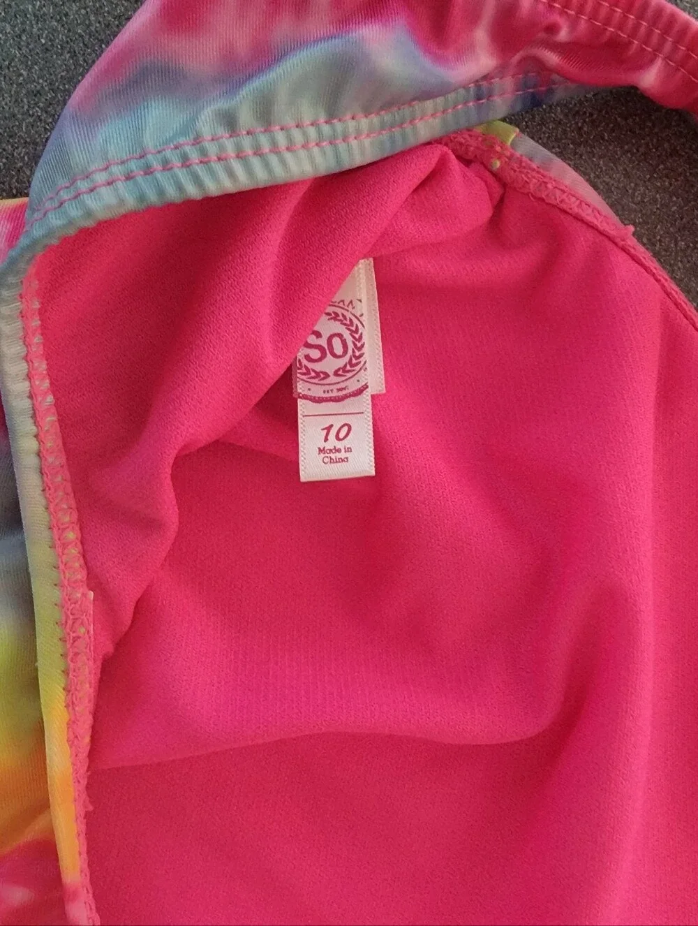 SO Tie Dye One Piece Swimsuit + Wonder Nation Pink Hooded Cover Up Size 10/12